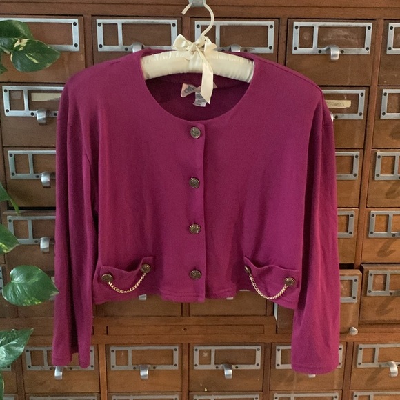 Vintage Two Piece Gold Chain Purple Cotton Elastic Jacket and Pants Size Large - Picture 4 of 13